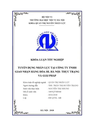 Khóa luận tốt nghiệp tuyển dụng nhân lực tại công ty tnhh giao nhận hàng hóa hl hà nội thực trạng và giải pháp