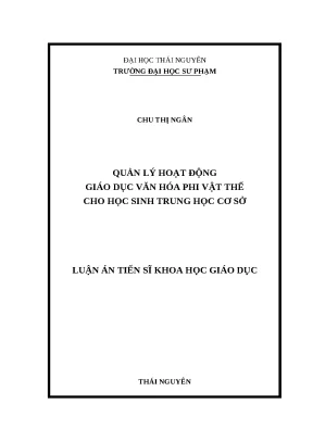 Luận án tiến sĩ quản lý hoạt động giáo dục văn hóa phi vật thể cho học sinh trung học cơ sở