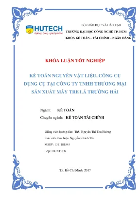 Kế toán nguyên vật liệu công cụ dụng cụ tại công ty tnhh thương mại sản xuất mây tre lá trường hải