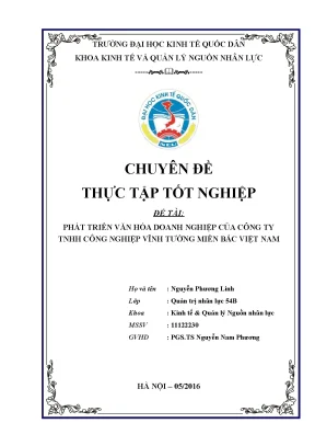 Chuyên đề thực tập phát triển văn hóa doanh nghiệp của công ty trách nhiệm hữu hạn công nghiệp vĩnh tường miền bắc việt nam