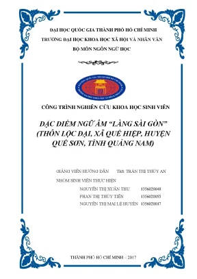 Đặc điểm ngữ âm của làng sài gòn thôn lộc đại xã quế hiệp huyện quế sơn tỉnh quảng nam công trình nghiên cứu khoa học sinh viên cấp trường