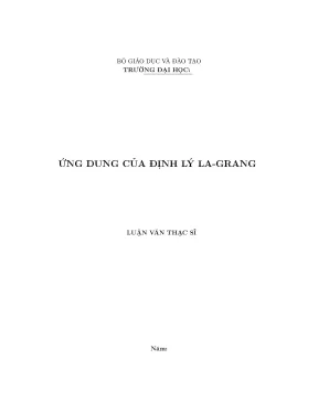 Ứng dung của định lý lagrang