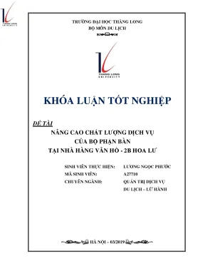 Nâng cao chất lượng dịch vụ của bộ phận bàn tại nhà hàng vân hồ 2b hoa lư