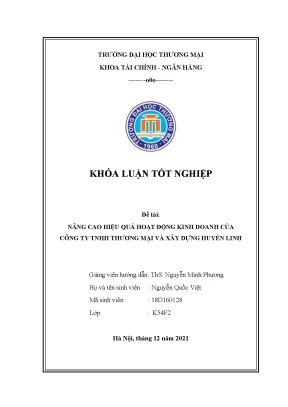 Khóa luận tốt nghiệp nâng cao hiệu quả kinh doanh của công ty tnhh thương mại và xây dựng huyền linh
