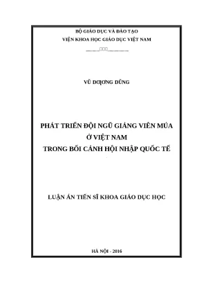 Luận án phát triển đội ngũ giảng viên múa ở việt nam trong bối cảnh hội nhập quốc tế