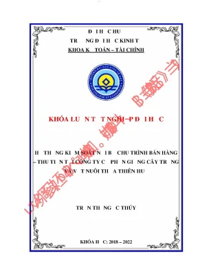 Hệ thống kiểm soát nội bộ chu trình bán hàng thu tiền tại công ty cổ phần giống cây trồng và vật nuôi thừa thiên huế