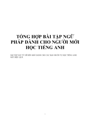 Tổng hợp bài tập ngữ pháp dành cho người mới học tiếng anh bài tập này từ dễ đến khó dành cho các bạn muốn tự học tiếng anh rất hiệu quả