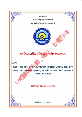 Đánh giá hiệu quả hoạt động kinh doanh tại công ty tnhh thương mại dịch vụ và xây dựng lý phú vinh giai đoạn 2014 2016