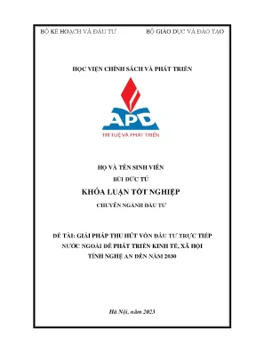 Chuyên ngành kinh tế đầu tư thu hút vốn đầu tư trực tiếp nước ngoài để phát triển kinh tế xã hội tỉnh nghệ an đến năm 2030