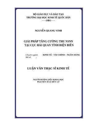 Luận văn thạc sĩ giải pháp tăng cường thu nsnn tại cục hải quan tỉnh điện biên