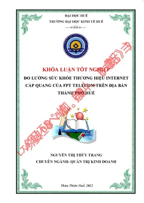 Đo lường sức khỏe thương hiệu internet cáp quang của fpt telecom trên địa bàn thành phố huế