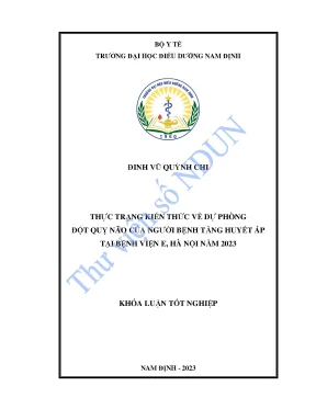 Thực trạng kiến thức về dự phòng đột quỵ não của người bệnh tăng huyết áp tại bệnh viện e hà nội năm 2023