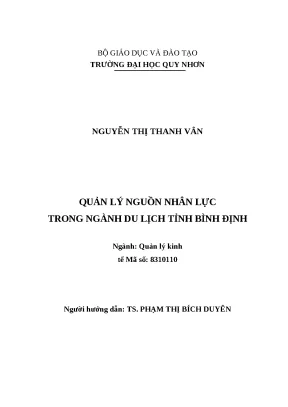 0434 quản lý nguồn nhân lực trong ngành du lịch tỉnh bình định luận văn tốt nghiệp