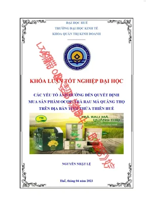 Các yếu tố ảnh hưởng đến quyết định mua sản phẩm ocoptrà rau má quảng thọ trên địa bàn tỉnh thừa thiên huế