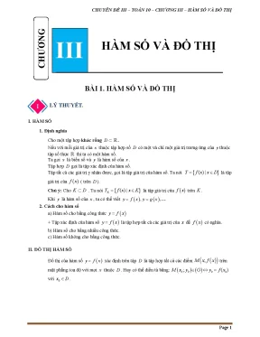 Chuyên đề hàm số và đồ thị toán 10 cánh diều