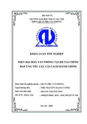Hiện đại hoá văn phòng tại bộ tài chính đáp ứng yêu cầu cải cách hành chính