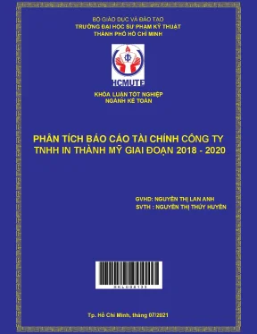 Khóa luận tốt nghiệp phân tích báo cáo tài chính công ty tnhh in thành mỹ giai đoạn 2018 2020
