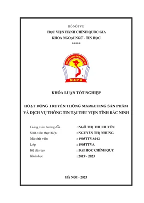 Hoạt động truyền thông marketing sản phẩm và dịch vụ thông tin tại thư viện tỉnh bắc ninh