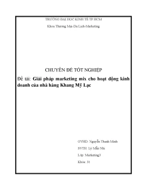 Giải pháp marketing mix cho hoạt động kinh doanh của nhà hàng khang mỹ lạc