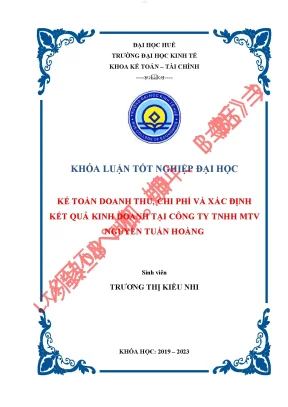 Kế toán doanh thu chi phí và xác định kết quả kinh doanh tại công ty tnhh mtv nguyễn tuấn hoàng