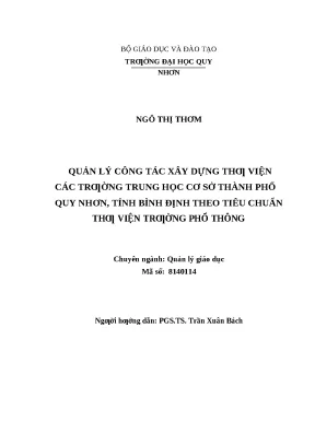0506 quản lý công tác xây dựng thư viện các trường trung học cơ sở thành phố quy nhơn tỉnh bình định theo tiêu chuẩn thư viện trường phổ thông luận văn tốt