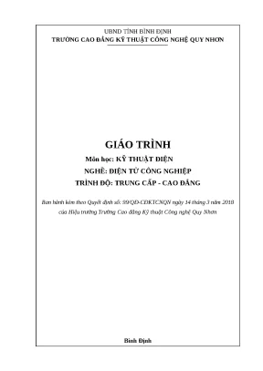 Giáo trình kỹ thuật điện nghề điện tử công nghiệp trình độ cao đẳng trung cấp