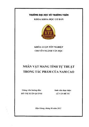 Khóa luận tốt nghiệp văn học nhân vật mang tính tự thuật trong tác phẩm của nam cao