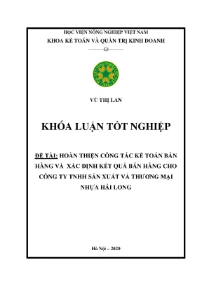 Hoàn thiện công tác kế toán bán hàng và xác định kết quả bán hàng cho công ty tnhh sản xuất và thương mại nhựa hải long