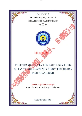 Thực trạng quản lý vốn đầu tư xây dựng cơ bản từ ngân sách nhà nước trên địa bàn tỉnh quảng bình