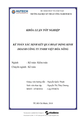 Kế toán xác định kết quả hoạt động kinh doanh công ty tnhh việt hóa nông