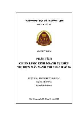 Phân tích chiến lược kinh doanh tại siêu thị điện máy xanh chi nhánh số 10