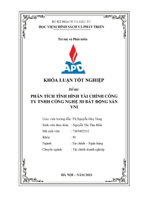 Khoá luận tốt nghiệp chuyên ngành tài chính doanh nghiệp phân tích tình hình tài chính công ty tnhh công nghệ 3d bất động sản vni