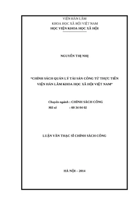 Luận văn thạc sĩ chính sách quản lý tài sản công từ thực tiễn viện hàn lâm khoa học xã hội việt nam