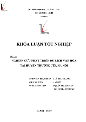 Nghiên cứu phát triển du lịch văn hóa tại huyện thường tín hà nội