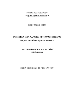0640 phát hiện khả năng rò rỉ thông tin riêng tư trong ứng dụng android luận văn tốt nghiệp