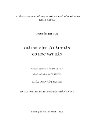 Giải một số bài toán cơ học vật rắn