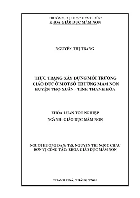 Thực trạng xây dựng môi trường giáo dục ở một số trường mầm non huyện thọ xuân tỉnh thanh hóa