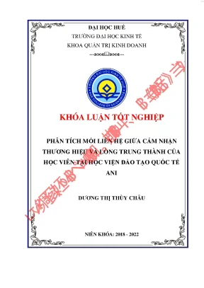 Phân tích mối liên hệ giữa cảm nhận thương hiệu và lòng trung thành của học viên tại học viện đào tạo quốc tế ani