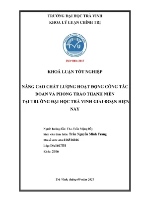 Nâng cao chất lượng hoạt động công tác đoàn và phong trào thanh niên tại trường đại học trà vinh giai đoạn hiện nay