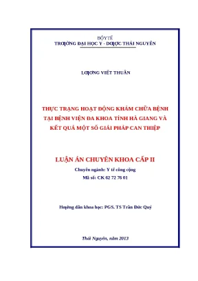 Luận văn thực trạng hoạt động khám chữa bệnh tại bệnh viện đa khoa tỉnh hà giang và kết quả một số giải pháp can thiệp