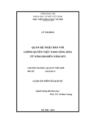 Luận án quan hệ nhật bản với chính quyền việt nam cộng hòa