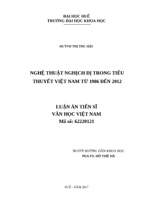 Luận án nghệ thuật nghịch dị trong tiểu thuyết việt nam từ 1986 đến 2012