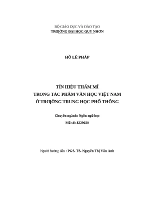 0144 tín hiệu thẩm mĩ trong tác phẩm văn học việt nam ở trường trung học phổ thông luận văn tốt nghiệp
