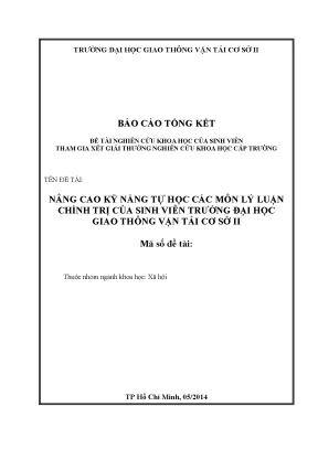 Nâng cao kỹ năng tự học các môn lý luận chính trị của sinh viên trường đại học giao thông vận tải cơ sở ii đề tài nghiên cứu khoa học sinh viên