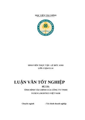 Luận văn tốt nghiệp đề tài tình hình tài chính của công ty tnhh yusen logistics việt nam