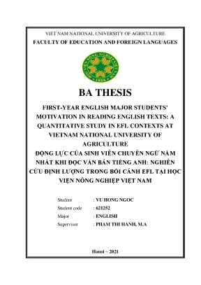 First year english major students motivation in reading english texts a quantitative study in efl contexts at vietnam national university of agriculture