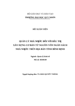 0423 quản lý nhà nước đối với đầu tư xây dựng cơ bản từ nguồn vốn ngân sách nhà nước trên địa bàn tỉnh bình định luận văn tốt nghiệp