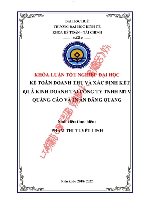 Kế toán doanh thu và xác định kết quả kinh doanh tại công ty tnhh mtv quảng cáo và in ấn đăng quang