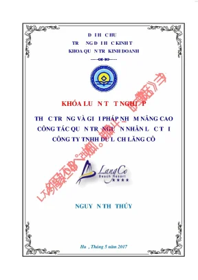Thực trạng và giải pháp nhằm nâng cao công tác quản trị nguồn nhân lực tại công ty tnhh du lịch lăng cô