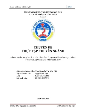 Hoàn thiện kế toán tài sản cố định hữu hình tại công ty tnhh một thành viên thế bắc